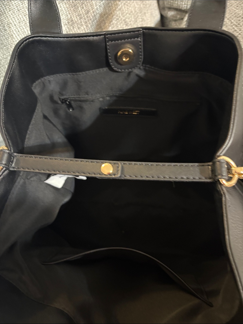 Nine West Black Pebbled Tote with Gold Accent - Picture 9 of 14